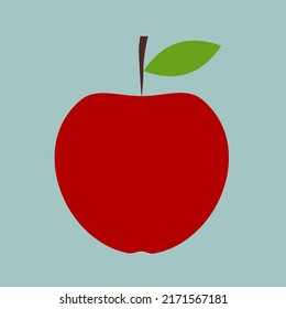 red apple flat illustration . light background