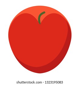 red apple flat simple illustration. Kitchen cooking - vegetables and fruits series.