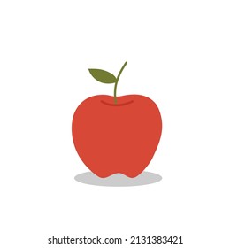 Red apple in flat style vector.