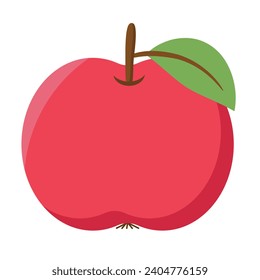 Red Apple . Flat vector illustration of red apple
on a white background