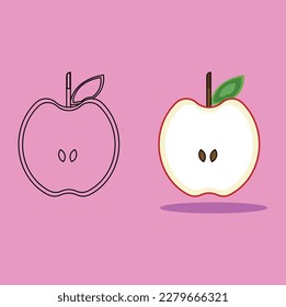 Red Apple Food Slice Vector Illustration