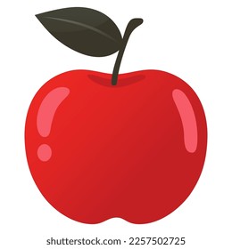 Arte vectorial de diseño plano de fruta fresca de Apple roja