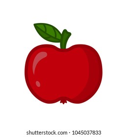 Red apple. Fresh fruit isolated on white background. Vector illustration