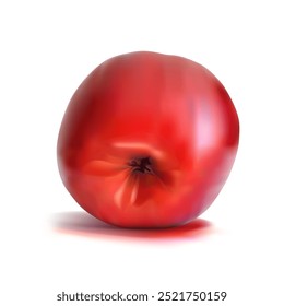 Maçã Vermelha. Uma maçã fresca, nutritiva e deliciosa. Uma sobremesa deliciosa e saudável. Elementos para o desenho do rótulo. Ingredientes de fruta na técnica de malha. Ilustração vetorial.