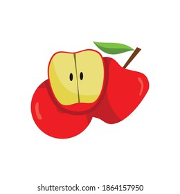 Red apple Fruit Design Sign Illustration Isolated 