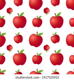 Red Apple Fruit Emoji Pattern. Farm Vegetable Seamless Background Symbols. Silhouette Emoticon Healthy Agriculture Vector.