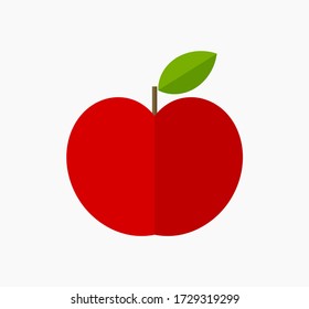 Icono de diseño plano de manzana roja. Ilustración vectorial.