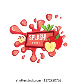 Red Apple Fruit Fresh Splash Juice Drink Square Label
