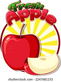 Red apple fruit icon cartoon illustration