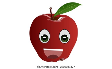 Red apple fruit icon with emoticon