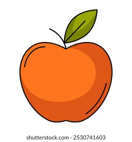 Red apple. Fruit icon of healthy food. Vector flat simple element, color illustration. For logo, sticker, print, web design, scrapbooking