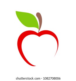 red apple fruit icon on white, stock vector illustration