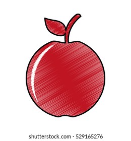 red apple fruit icon over white background. sketch and draw design. vector illustration