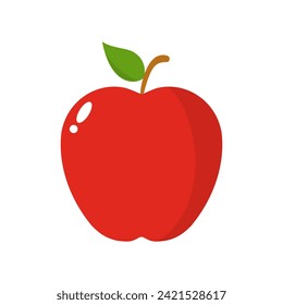 Red apple fruit icon vector in flat style