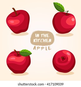 Red Apple : Fruit Isolated Set : Vector Illustration