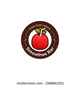 Red Apple fruit juice bar logo, red fresh smoothies logo icon