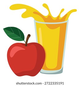 Obra de arte de Vector de manzana roja y jugo de fruta