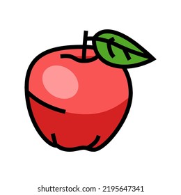 red apple fruit leaf color icon vector. red apple fruit leaf sign. isolated symbol illustration