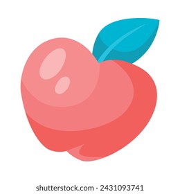 Rote Apfelfrucht mit Blatt als gesunde Nahrung Vektor-Illustration