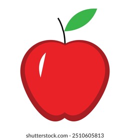Red Apple fruit with leaf icon 