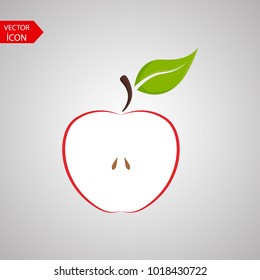 Red apple fruit with leaf vector. Vector illustration in trendy flat style.