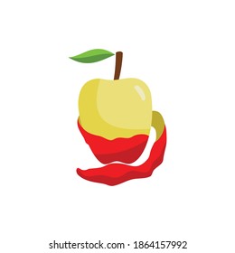 Red apple Fruit open Skin Sign Illustration Isolated