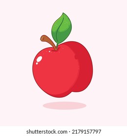 Icono orgánico de manzana roja símbolo o ilustración de caricatura dibujada a mano