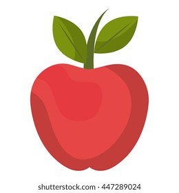 Red apple fruit over white background, vector illustration.