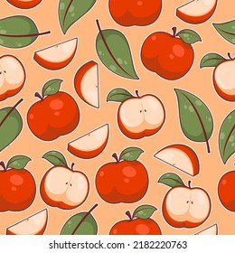 Red apple fruit pattern seamless vector design