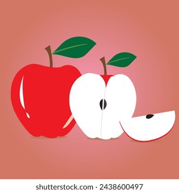  Red Apple fruit with slice apple