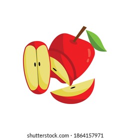 Red apple Fruit Slice Sign Illustration Isolated