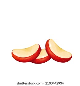Rote Apfelfruchtscheiben. Gesunde vegetarische Snacks, Vektorgrafik.