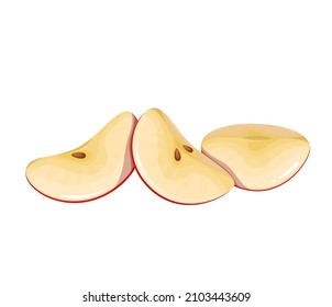 Rote Apfelfruchtscheiben. Gesunde vegetarische Snacks, Vektorgrafik.