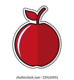 red apple fruit sticker icon over white background. vector illustration