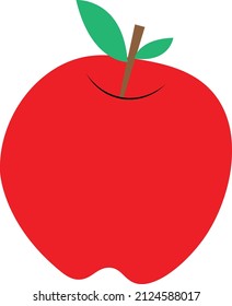Red apple fruit, with two green leaves, icon vector, illustration, image, template.