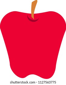 Red apple fruit vector in flat design style isolated