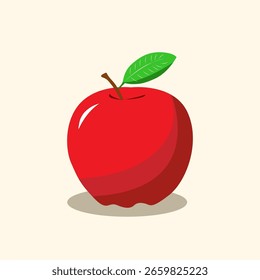 Red Apple Fruit Vector Illustration – Healthy Food Clipart – Flat Design Isolated on Light Background