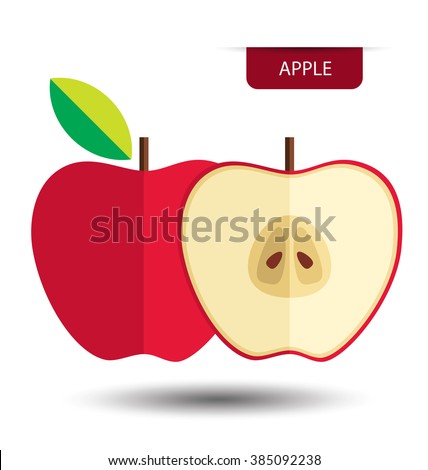 Red apple, fruit vector illustration