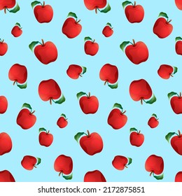 Red Apple Fruit Vector Seamless Pattern. Awesome for classic product design, fabric, backgrounds, invitations, packaging design projects. Surface pattern design.
