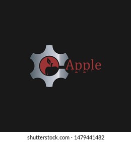 Red apple gear logo vector design template