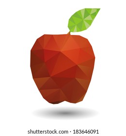 Red apple in geometric origami style