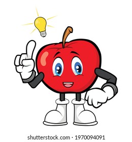 Red apple get idea mascot cartoon vector graphics