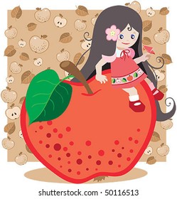  	Red apple girl