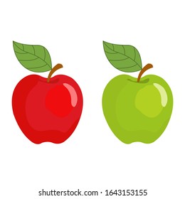 Red apple and green apple, isolated fruit on a white background, Vector illustration