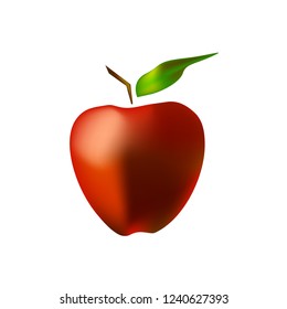 Red Apple with green leaf