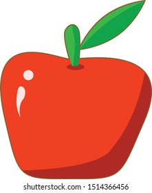 Red apple with green leaf
