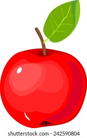 Red apple with green leaf