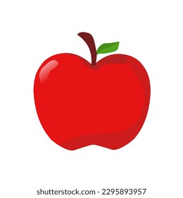 Red apple with green leaf, flat design vector icon. Healthy Fruit Symbol.