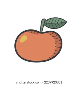 manzana roja, hoja verde. Fruta jugosa aislada de fondo blanco. Ilustración del vector