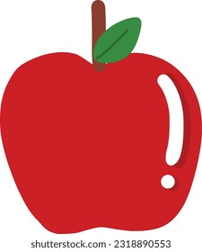  roter Apfel mit grünem Blatt. Handzeichner-Cartoon.